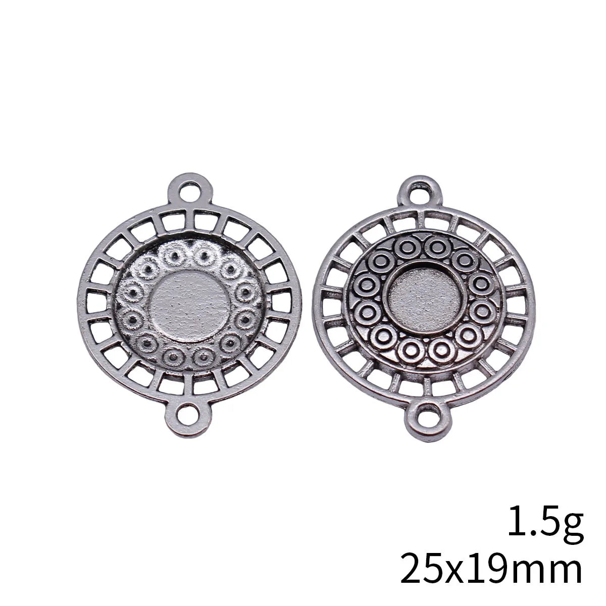 25x19mm 1.5g Antique Silver Zinc Alloy Radial Round Ring Connector Charm for DIY Jewelry Making