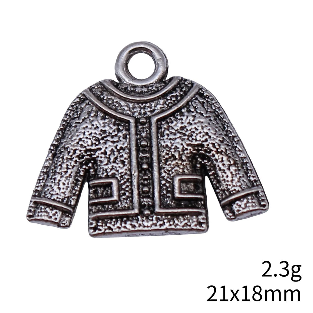 21x18mm 2.3g Antique Silver Zinc Alloy Double Sided Clothing Charm Pendant for DIY Jewelry Making