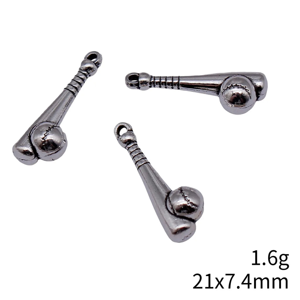 21x7.4mm 1.6g Antique Silver Zinc Alloy Baseball Bat charm pendant for DIY sports jewelry making