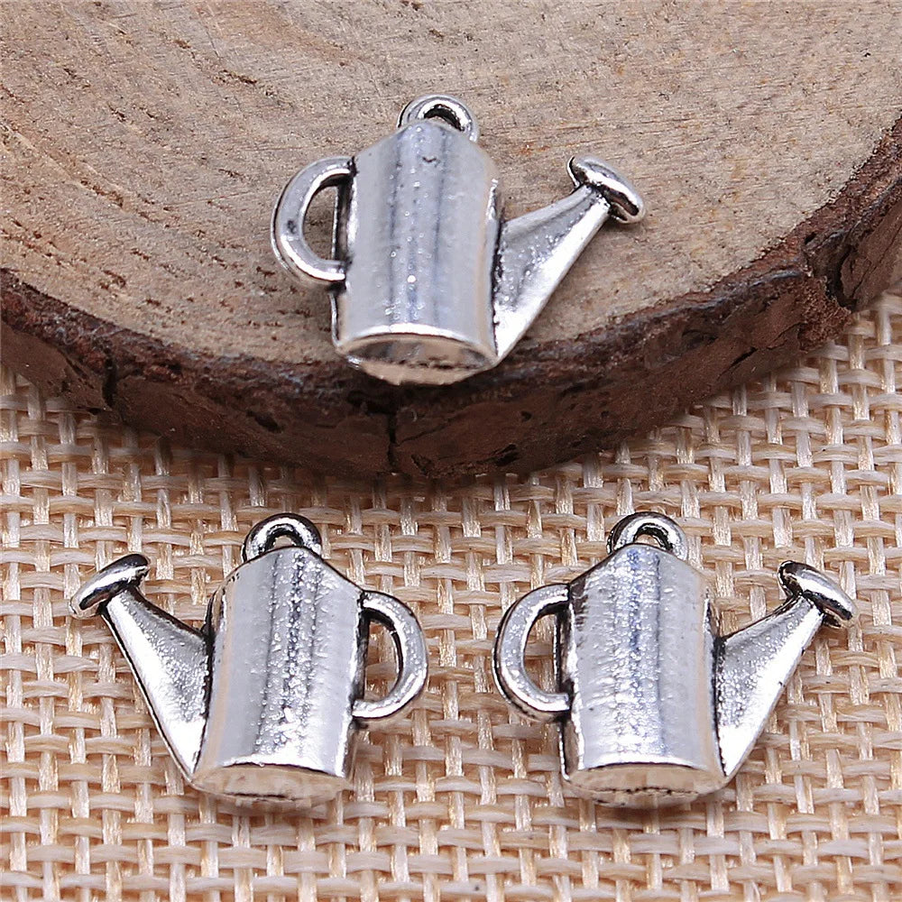 13x16mm 2.1g Antique Silver Zinc Alloy Watering Can Charm Pendant for DIY Garden Theme Jewelry