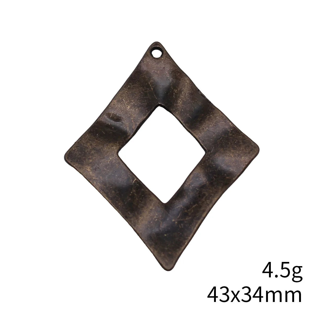 43x34mm 4.5g Antique Bronze Zinc Alloy Openwork Hammered Diamond Hollow Charm Pendant for DIY Necklace