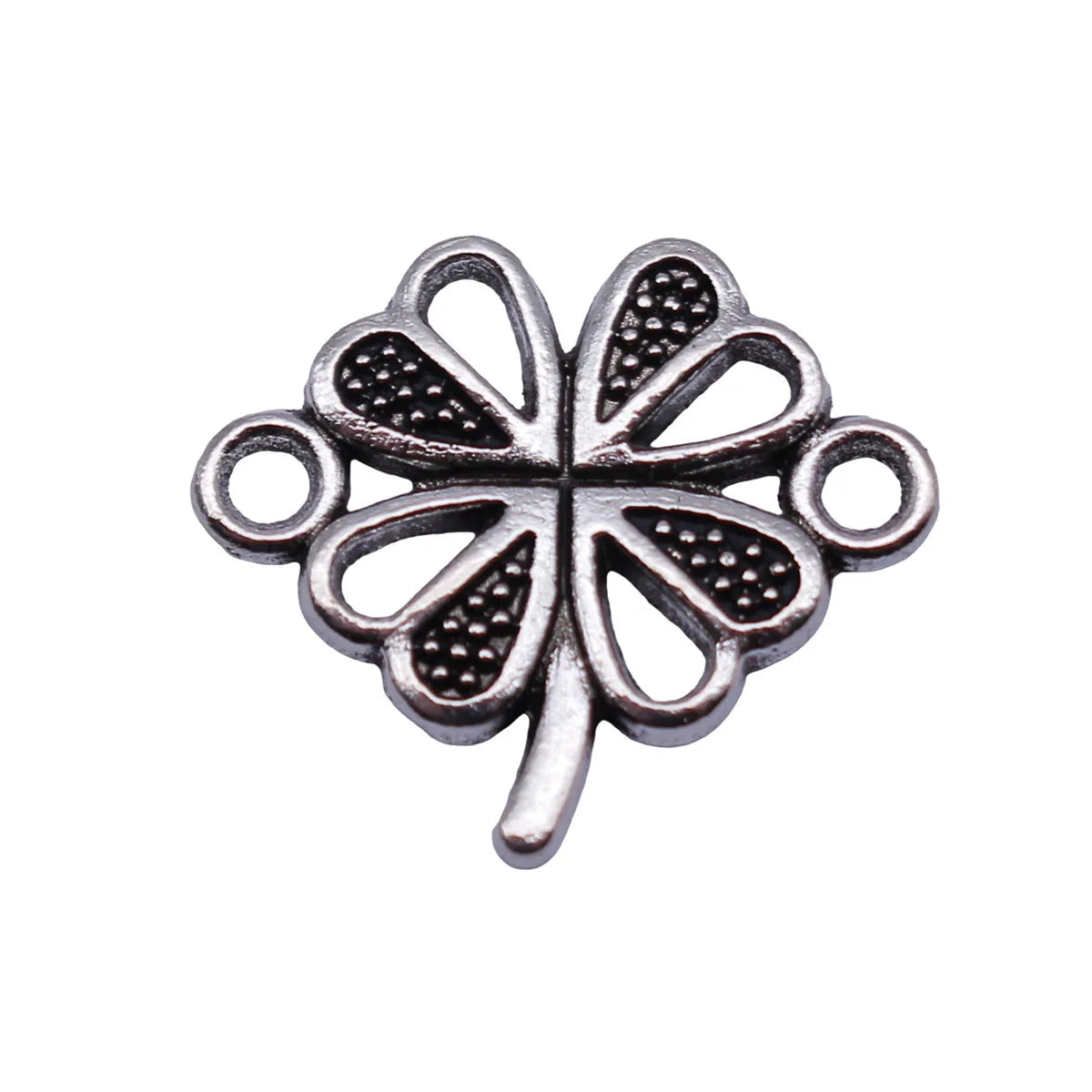 17x15mm 0.8g Antique Silver Zinc Alloy Four Leaf Clover Connector Charm for DIY Bracelet Jewelry
