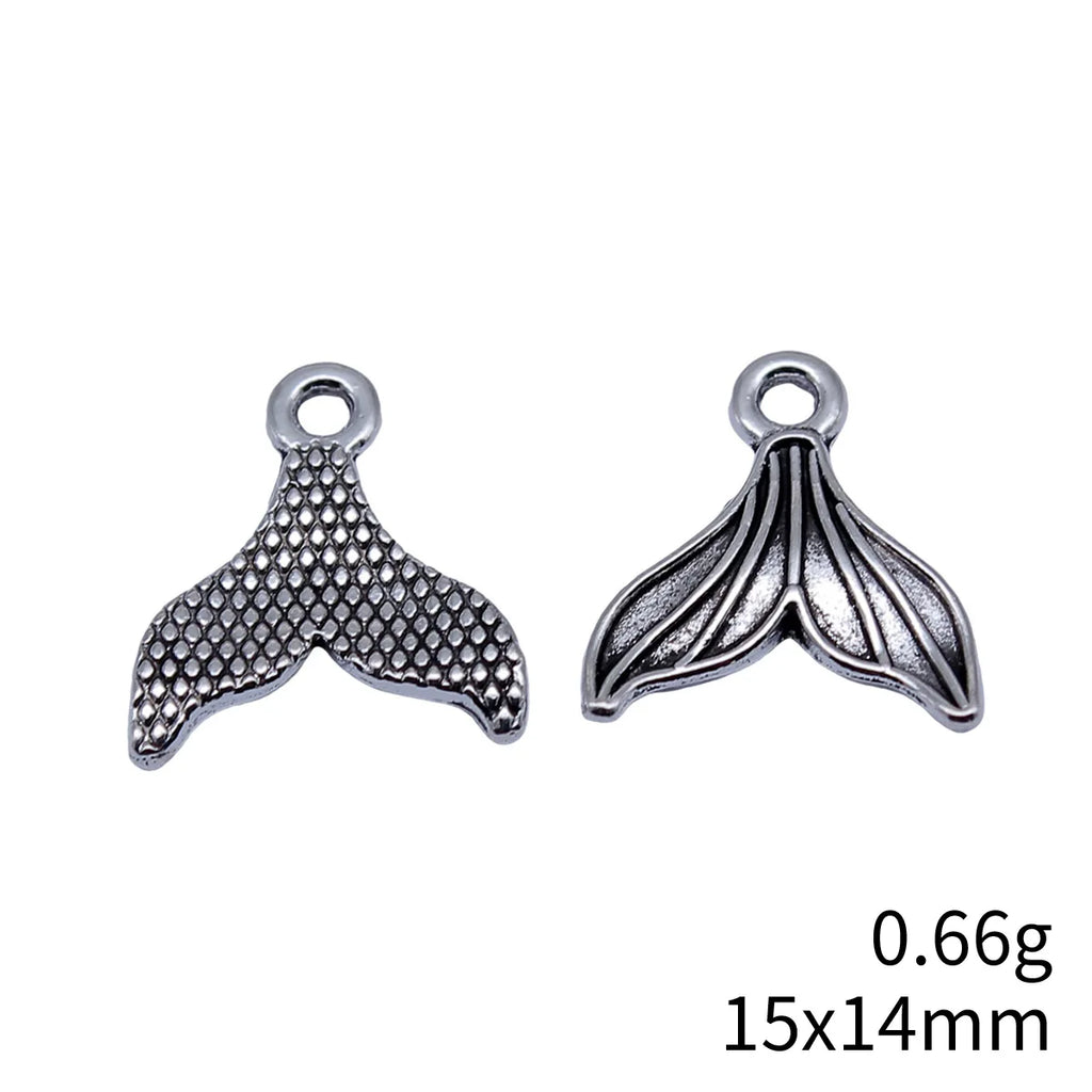 15x14mm 0.66g Antique Silver Zinc Alloy Fishtail Fish Charm Pendant for DIY Necklace Bracelet Jewelry Making