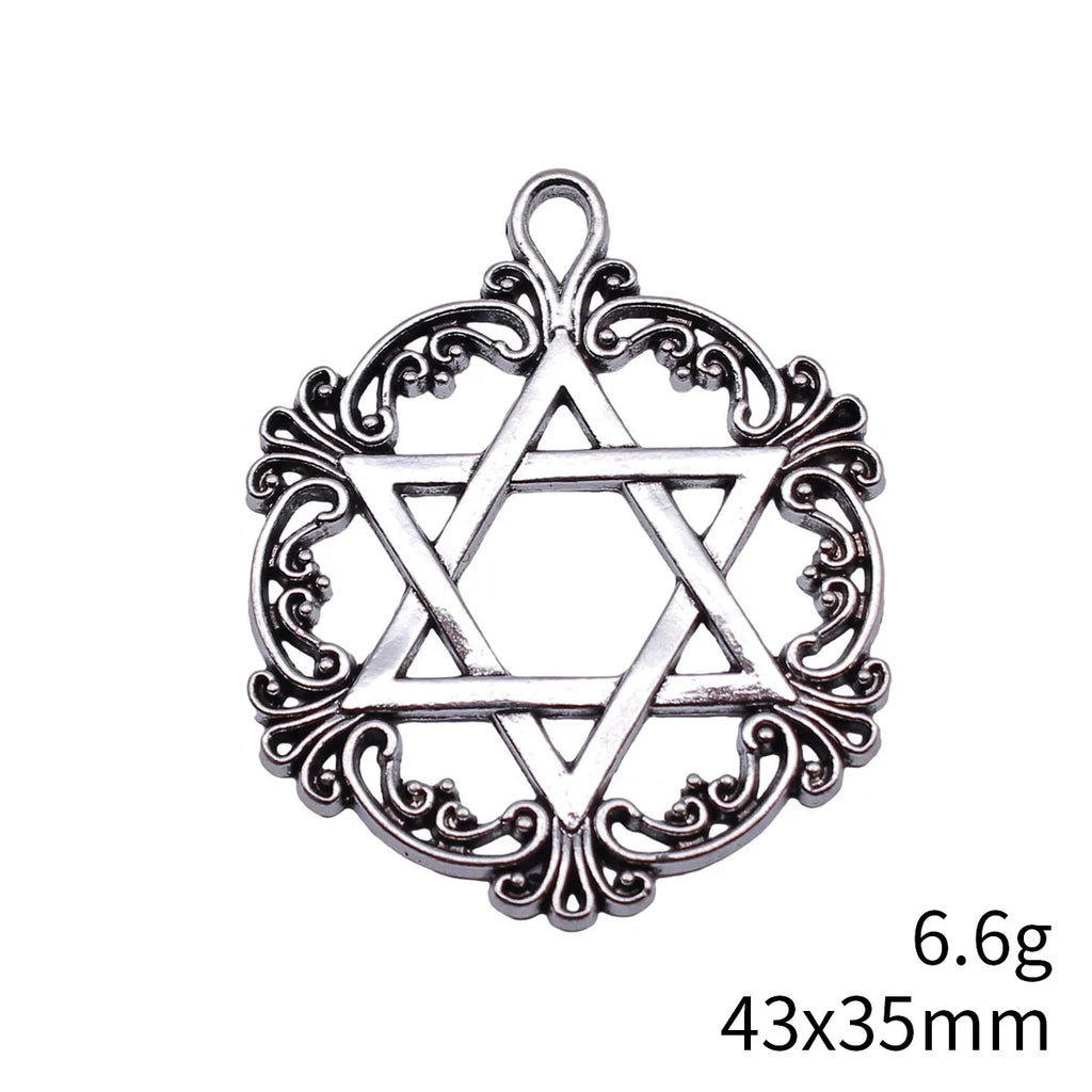43x35mm 6.6g Antique Silver Zinc Alloy Star of David Charm Pendant for DIY Necklace Jewelry Making