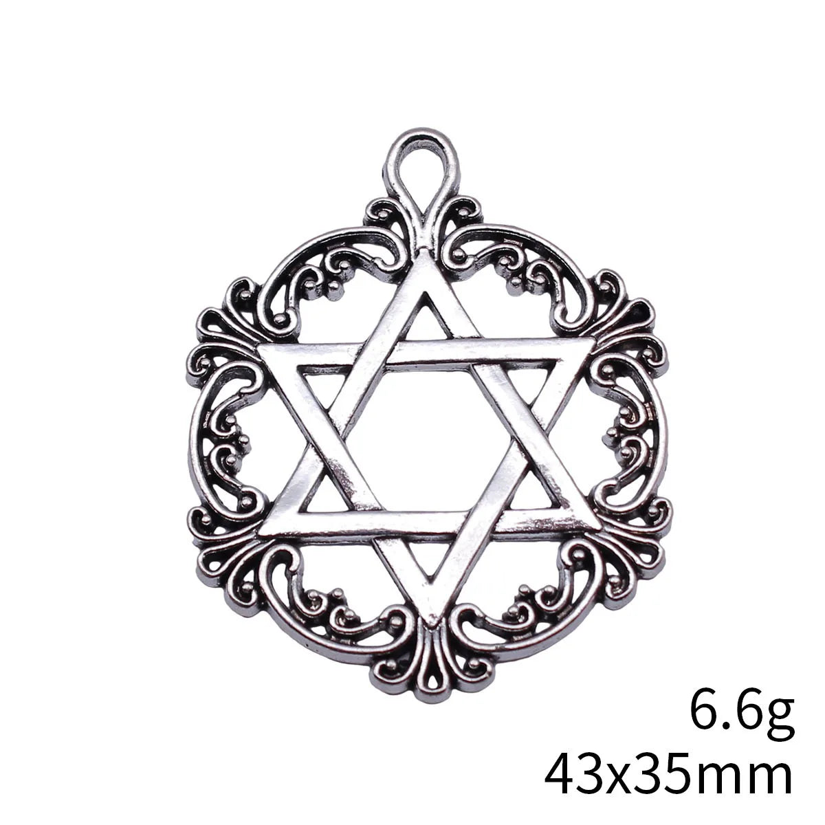 43x35mm 6.6g Antique Silver Zinc Alloy Star of David Charm Pendant for DIY Necklace Jewelry Making