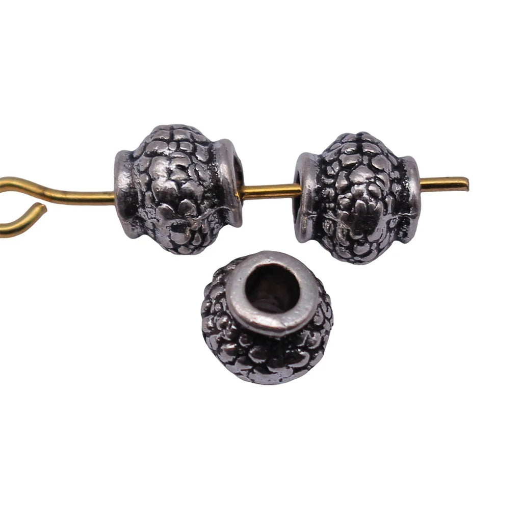6.7x6.2x5.9mm 0.58g Antique Silver Zinc Alloy Irregular Texture Spacer Beads Loose Metal Beads for DIY Bracelet Making