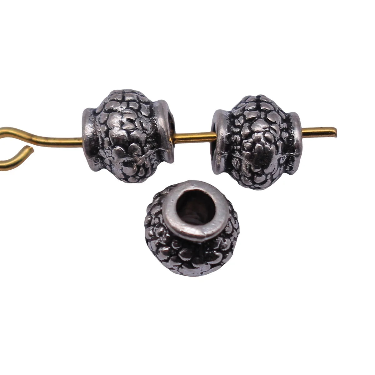 6.7x6.2x5.9mm 0.58g Antique Silver Zinc Alloy Irregular Texture Spacer Beads Loose Metal Beads for DIY Bracelet Making