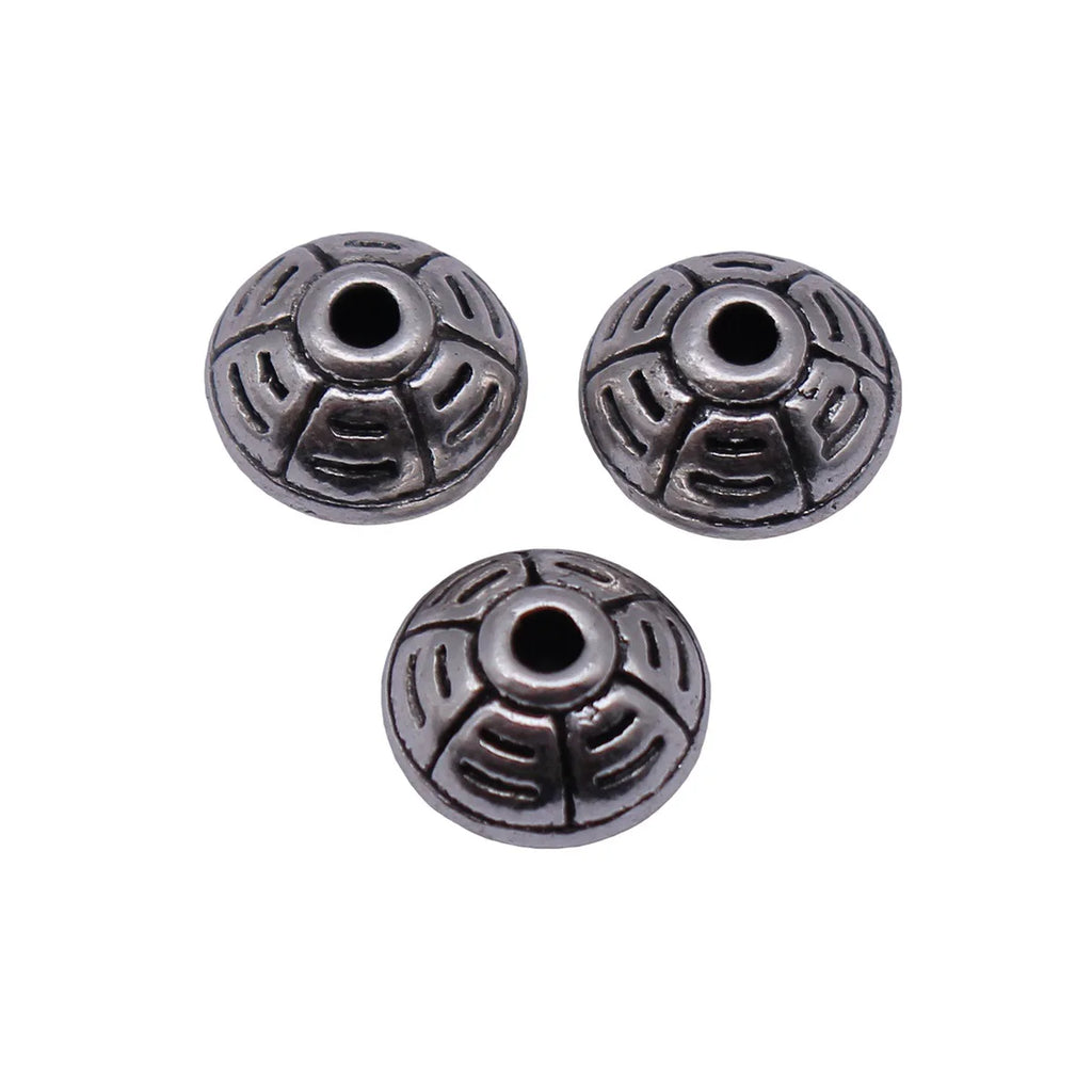 8.9x8.9x7mm 1.5g Antique Silver Zinc Alloy Textured Round Spacer Beads for Bracelet Necklace Making