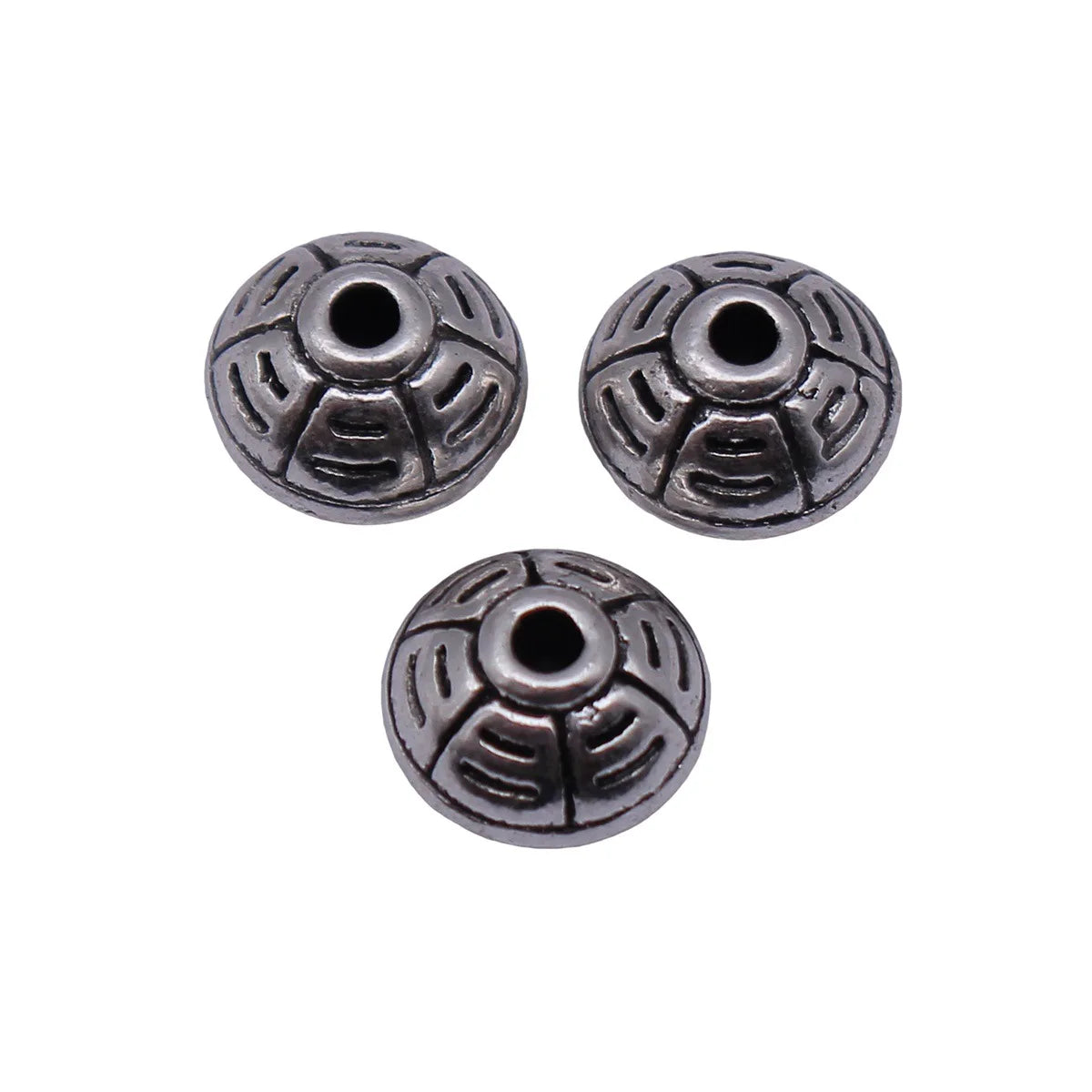 8.9x8.9x7mm 1.5g Antique Silver Zinc Alloy Textured Round Spacer Beads for Bracelet Necklace Making