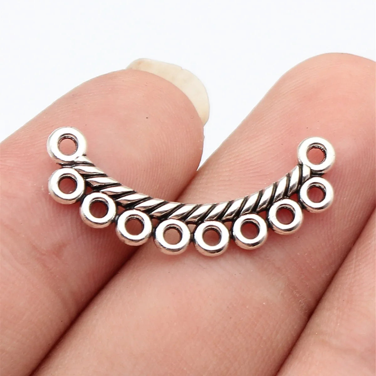 29x14mm 1.1g Antique Silver Zinc Alloy Multi Hole Earring Connector Charm for DIY Earrings