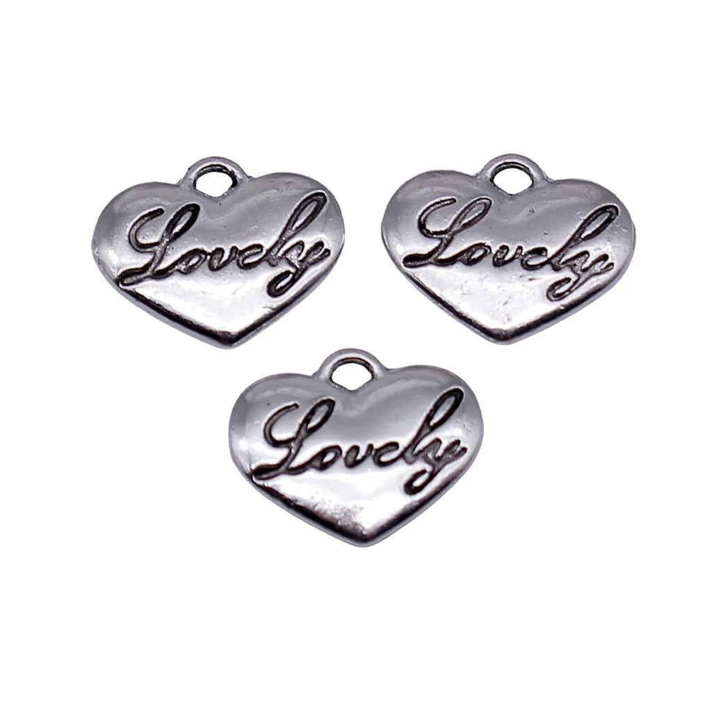 14x11x2.3mm 1.2g Antique Silver Zinc Alloy Lovely Heart Charm Pendant for DIY Bracelet Jewelry Making