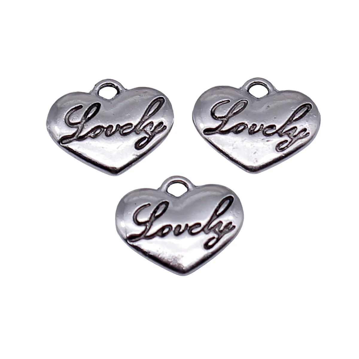 14x11x2.3mm 1.2g Antique Silver Zinc Alloy Lovely Heart Charm Pendant for DIY Bracelet Jewelry Making