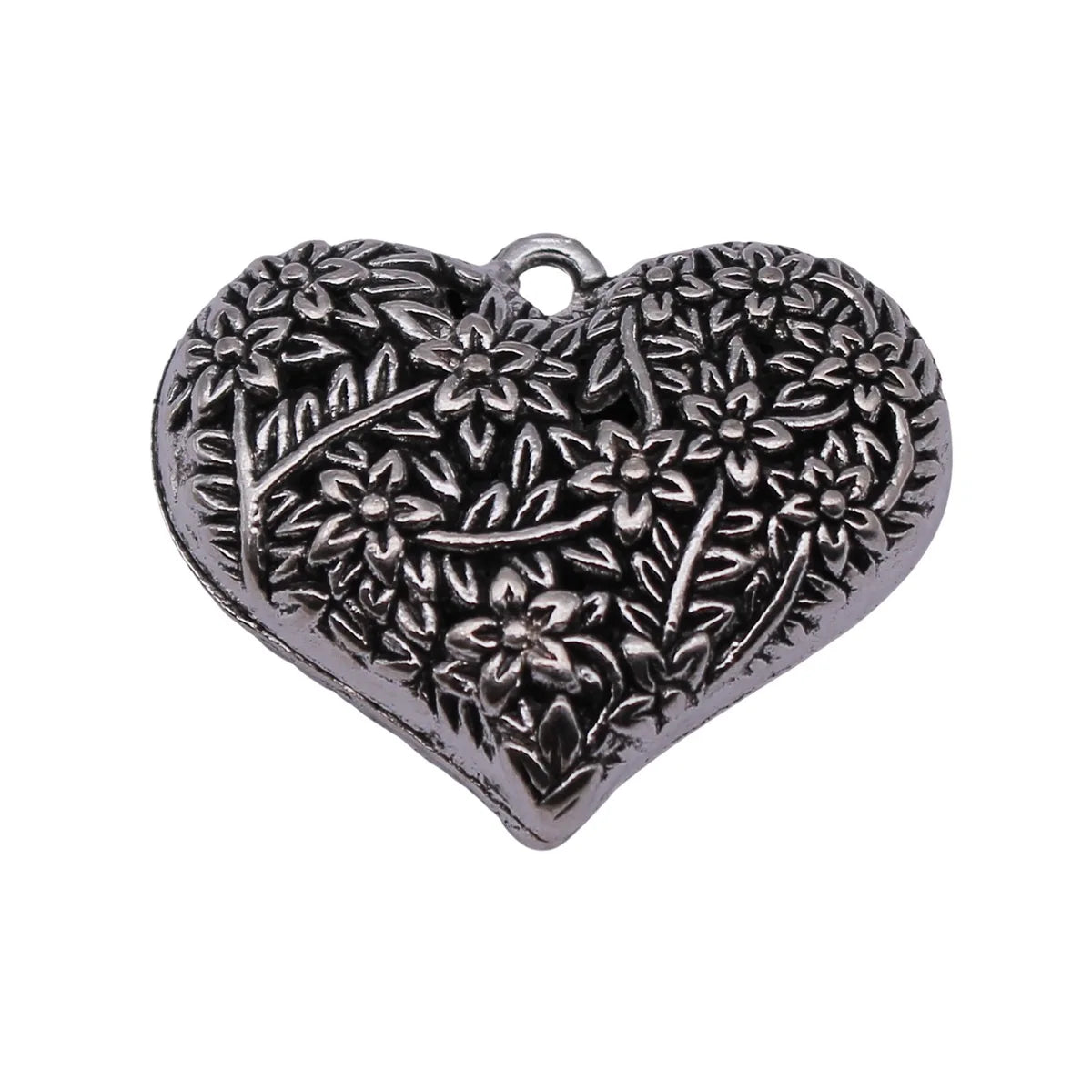 30x25x11mm 7.6g Antique Silver Zinc Alloy Hollow Floral Branch Heart Charm Pendant for DIY Jewelry Making