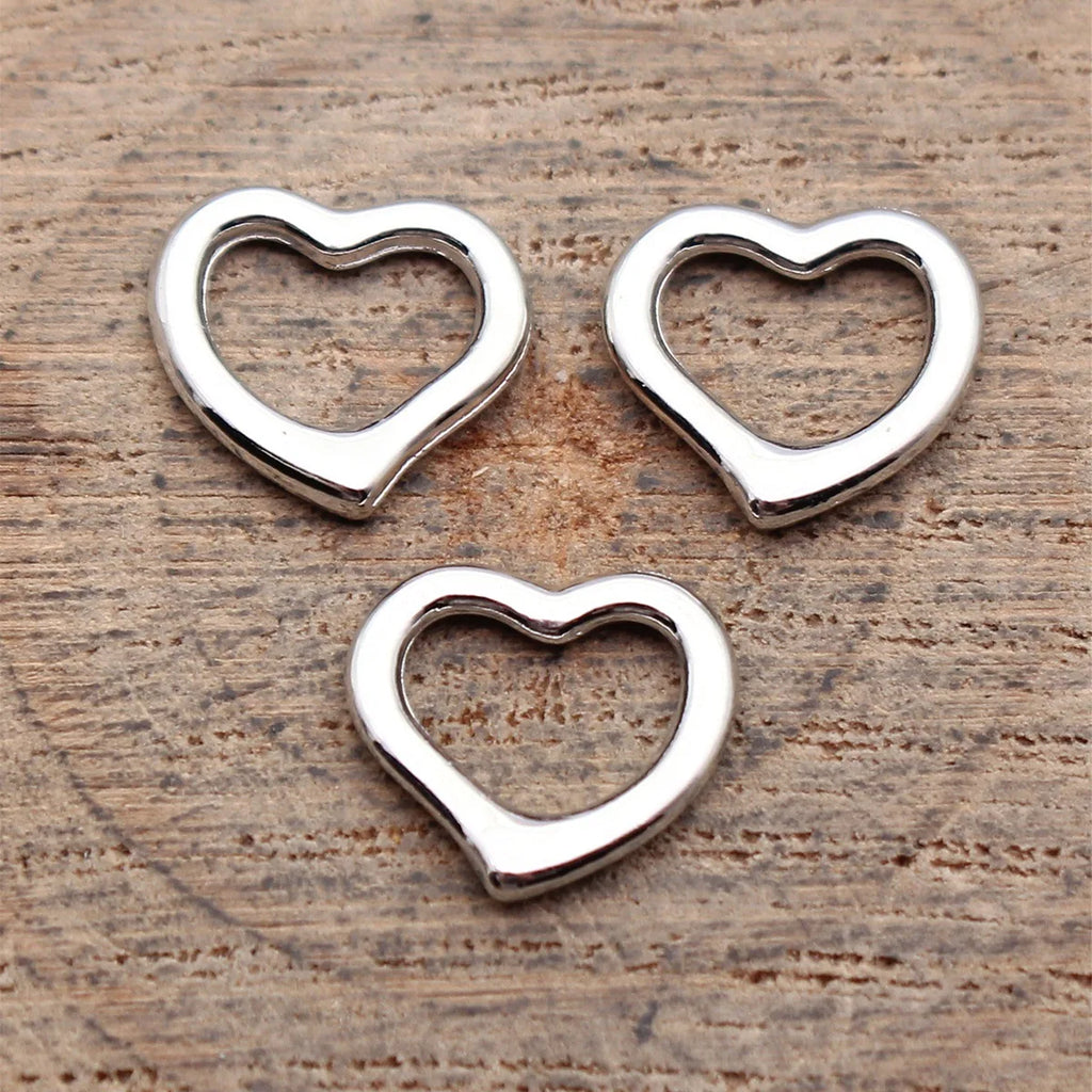 11x10mm 0.35g Silver Tone Zinc Alloy Hollow Heart Charm Pendant for DIY Necklace Bracelet Jewelry