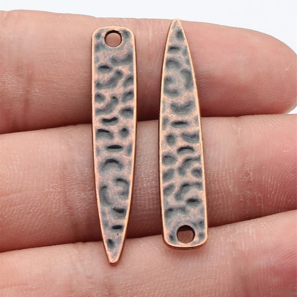 42x7.6mm 1.7g Antique Copper Zinc Alloy Hammered Cone Charm Pendant for DIY Necklace Jewelry Making