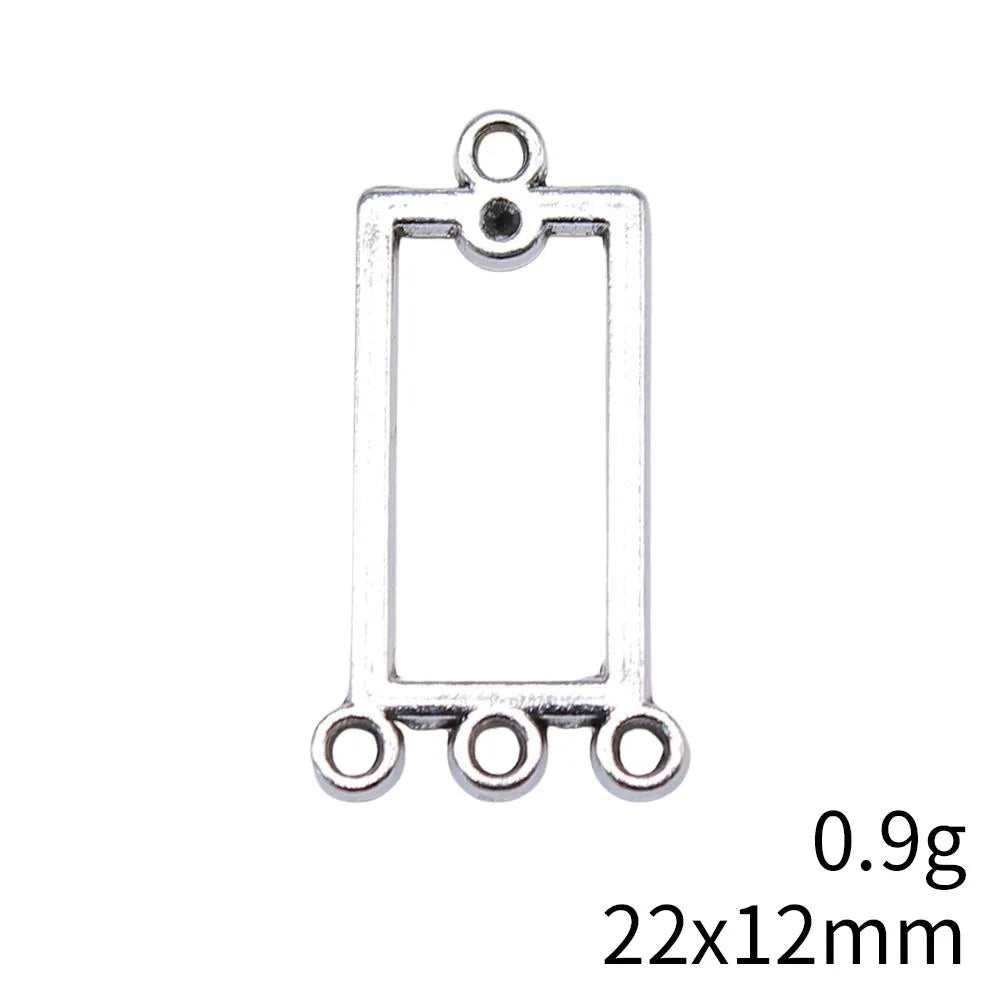 22x12mm 0.9g Antique Silver Zinc Alloy Rectangle Earring Connector Charm for DIY Jewelry Making
