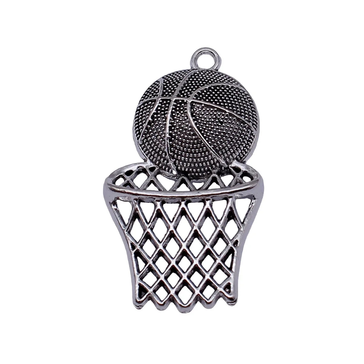 44x24mm 4.5g Antique Silver Zinc Alloy Basketball Hoop Charm Pendant for DIY Sports Jewelry Making