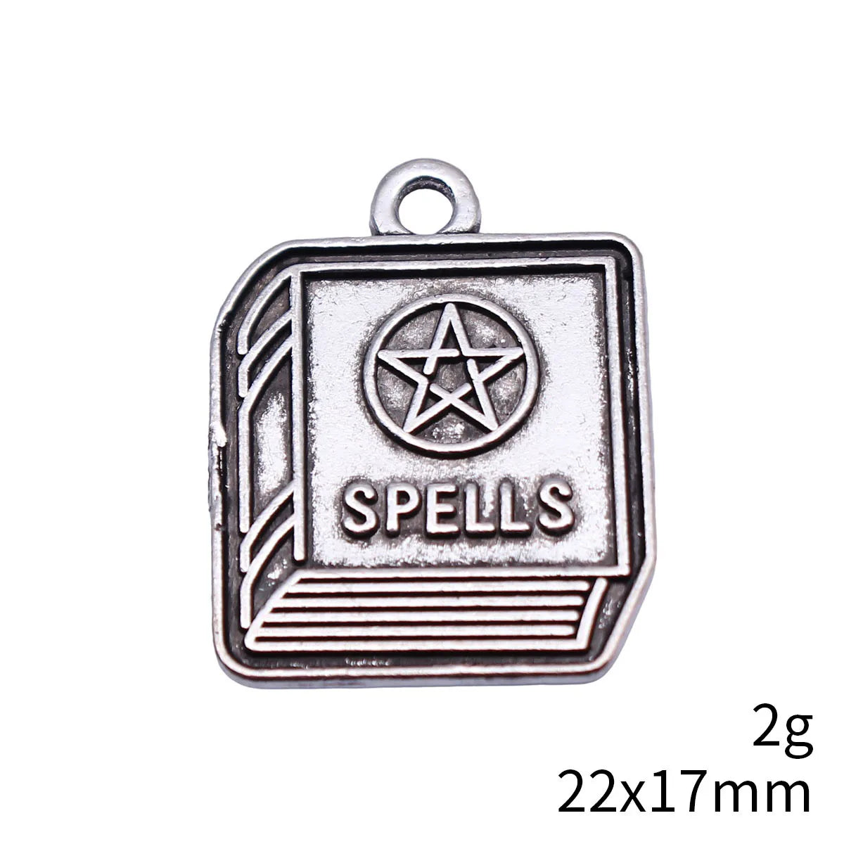 22x17mm 2g Antique Silver Zinc Alloy Spell Book Charm Pendant for DIY Gothic Jewelry Making