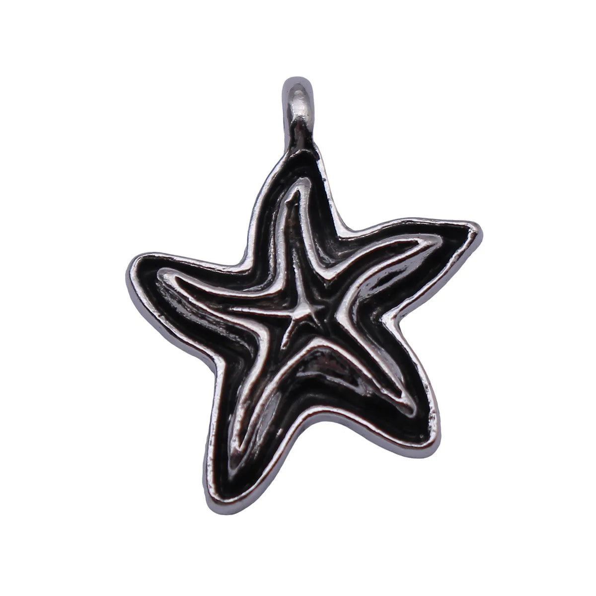 22x16mm 1.7g Blackened Silver Tone Zinc Alloy Starfish Charm Pendant for DIY Jewelry Making