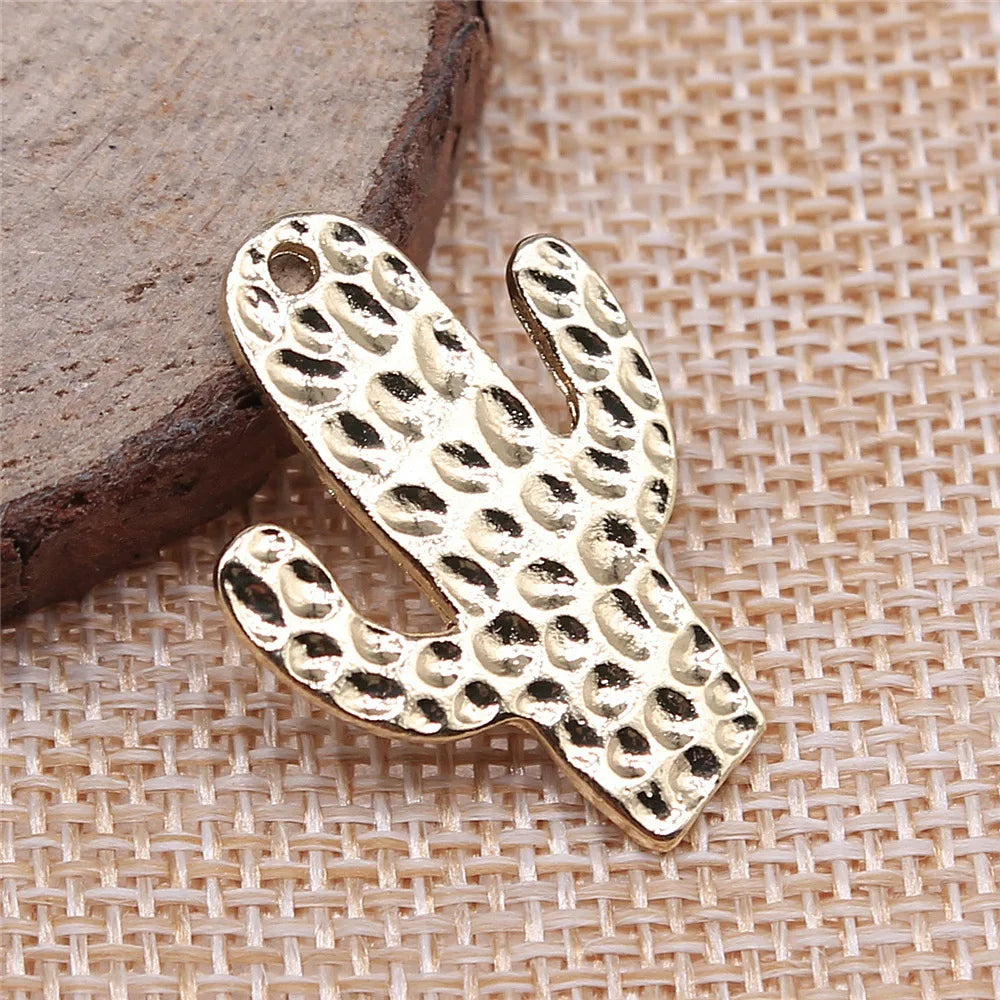 22x30mm 3.2g KC Gold Zinc Alloy Cactus Charm Pendant for DIY Necklace Bracelet Jewelry Making