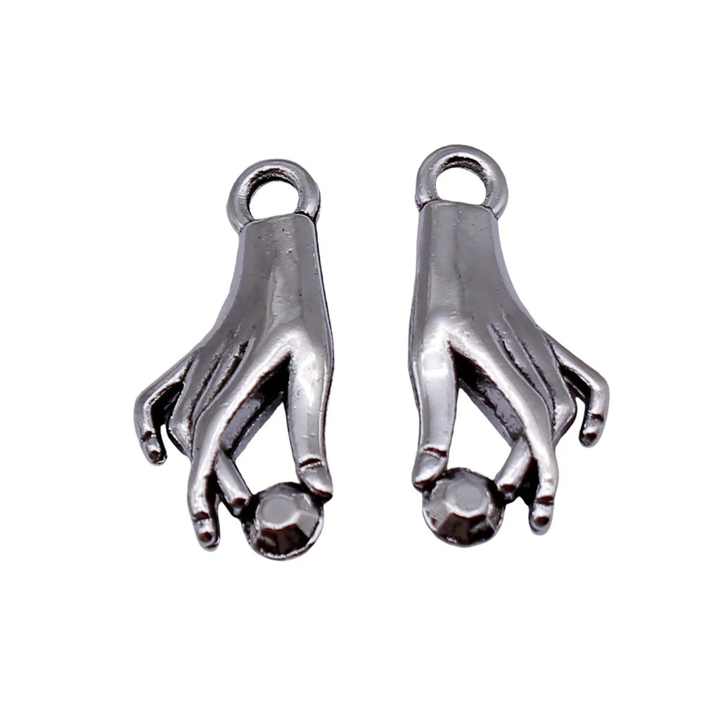 18x8.6mm 0.87g Antique Silver Zinc Alloy Hand Charm Pendant for DIY Necklace Bracelet Jewelry Making