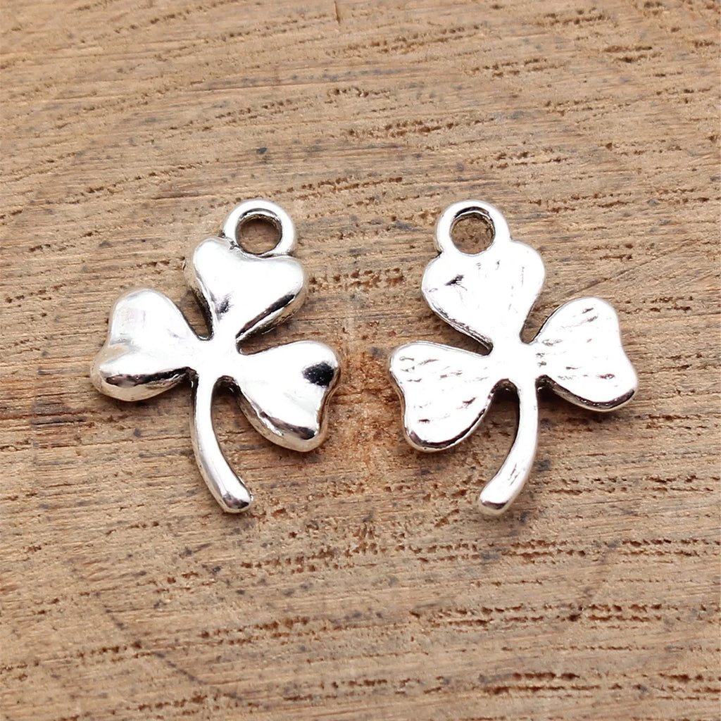 17x12mm 0.86g Antique Silver Zinc Alloy Clover Charm Pendant for DIY Necklace Bracelet Making