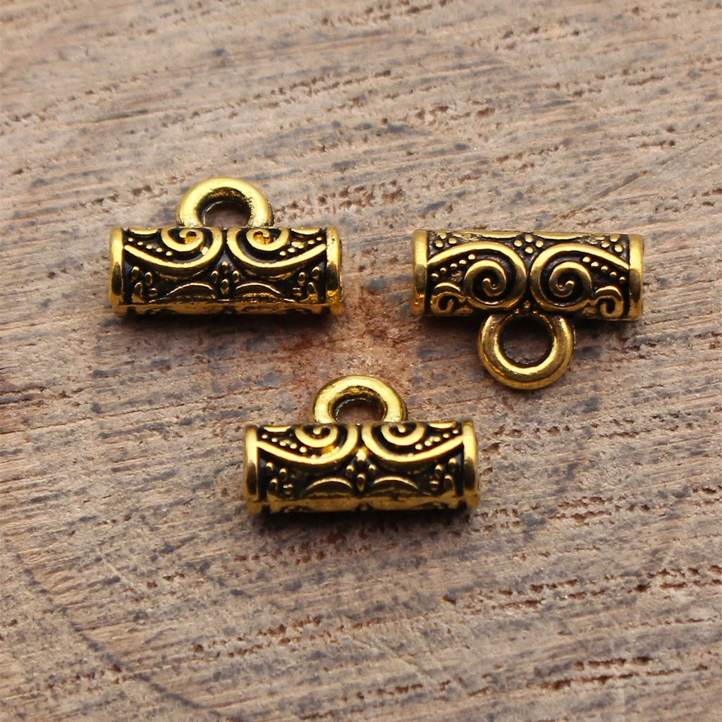 9.6x6.5x3.7mm 0.5g Multicolor Zinc Alloy Textured Three-Hole Bail Connector Charm for DIY Jewelry Making