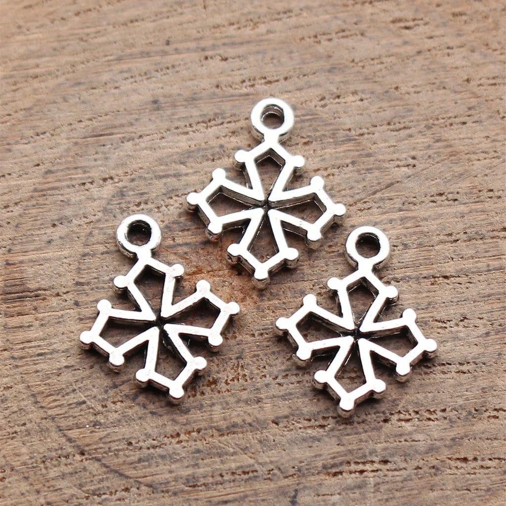 15x12mm 0.48g Antique Silver Zinc Alloy Hollow Cross Charm Pendant for DIY Religious Jewelry Making