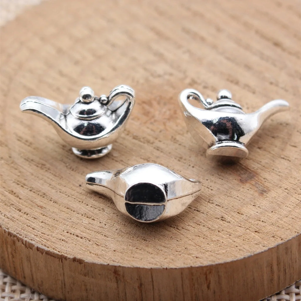 16.5x10.7x8.6mm 2.6g Antique Silver Zinc Alloy 3D Teapot Charm Pendant for DIY Necklace Making