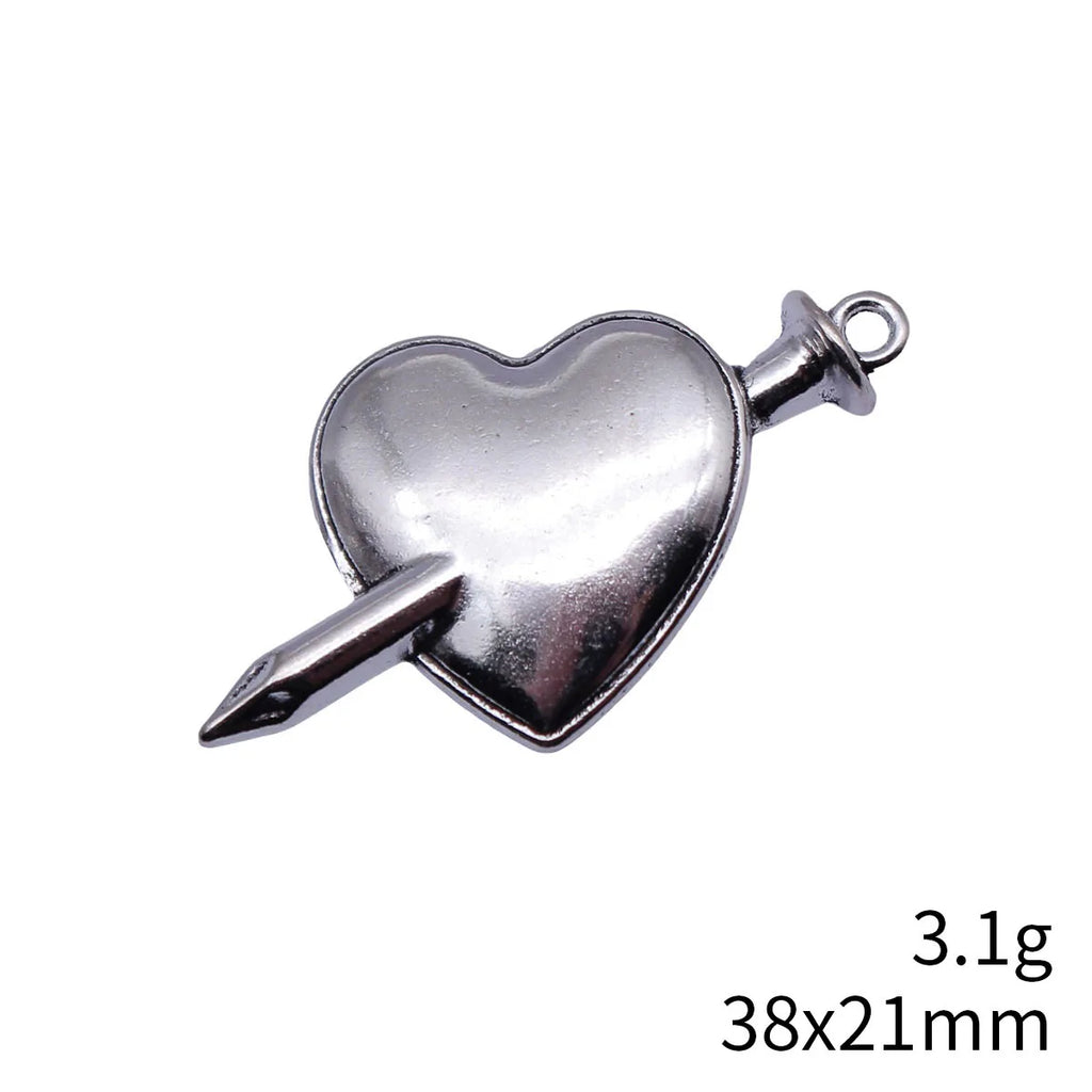 38x21mm 3.1g Antique Silver Zinc Alloy Nail Heart Charm Pendant for DIY Necklace Jewelry Making