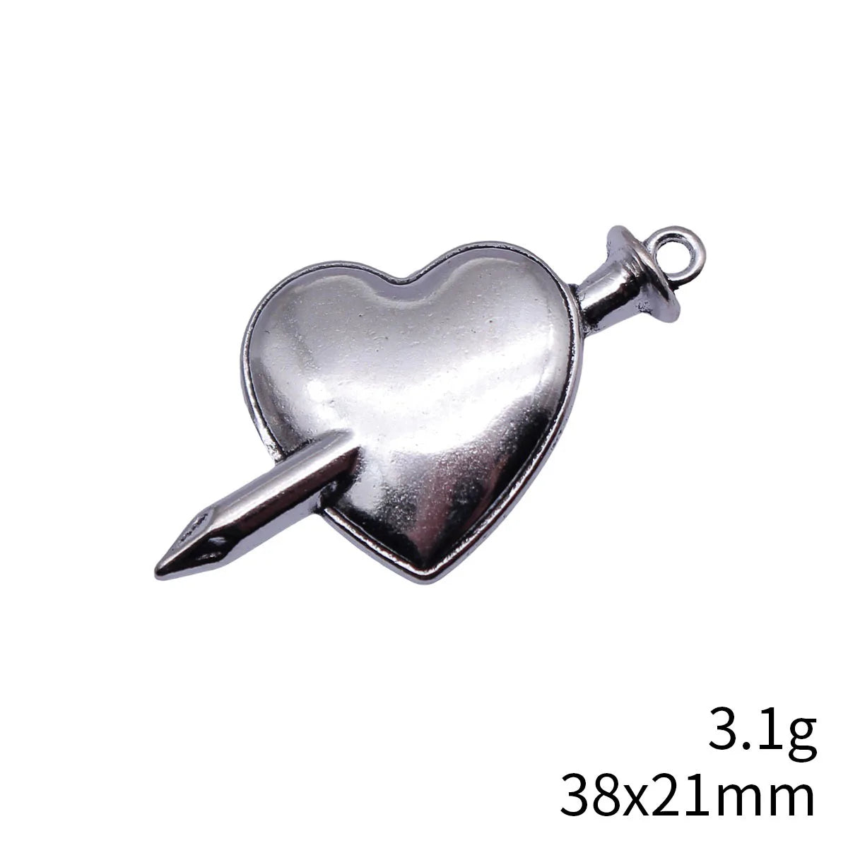 38x21mm 3.1g Antique Silver Zinc Alloy Nail Heart Charm Pendant for DIY Necklace Jewelry Making