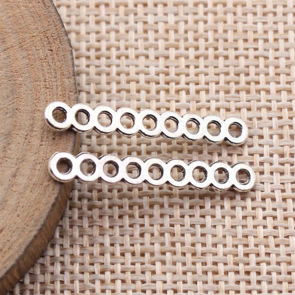 29x4.2x1.1mm 0.47g Antique Silver Zinc Alloy Nine-Hole Bar Connector Charm for DIY Bracelet Jewelry