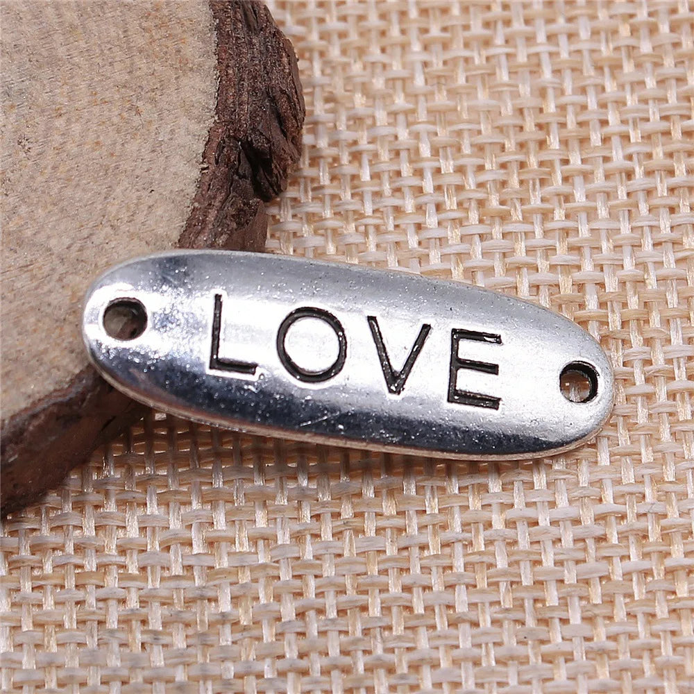 34x11mm 3.1g Multicolor Zinc Alloy LOVE Connector Charm for Bracelet Necklace DIY Jewelry Making