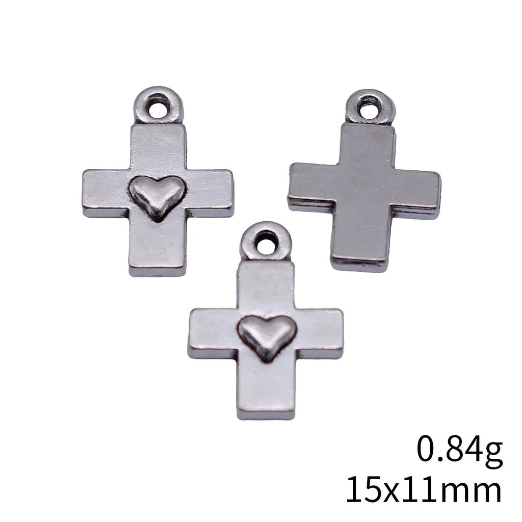 15x11mm 0.84g Antique Silver Zinc Alloy Heart Cross Charm Pendant for DIY Necklace Bracelet Jewelry