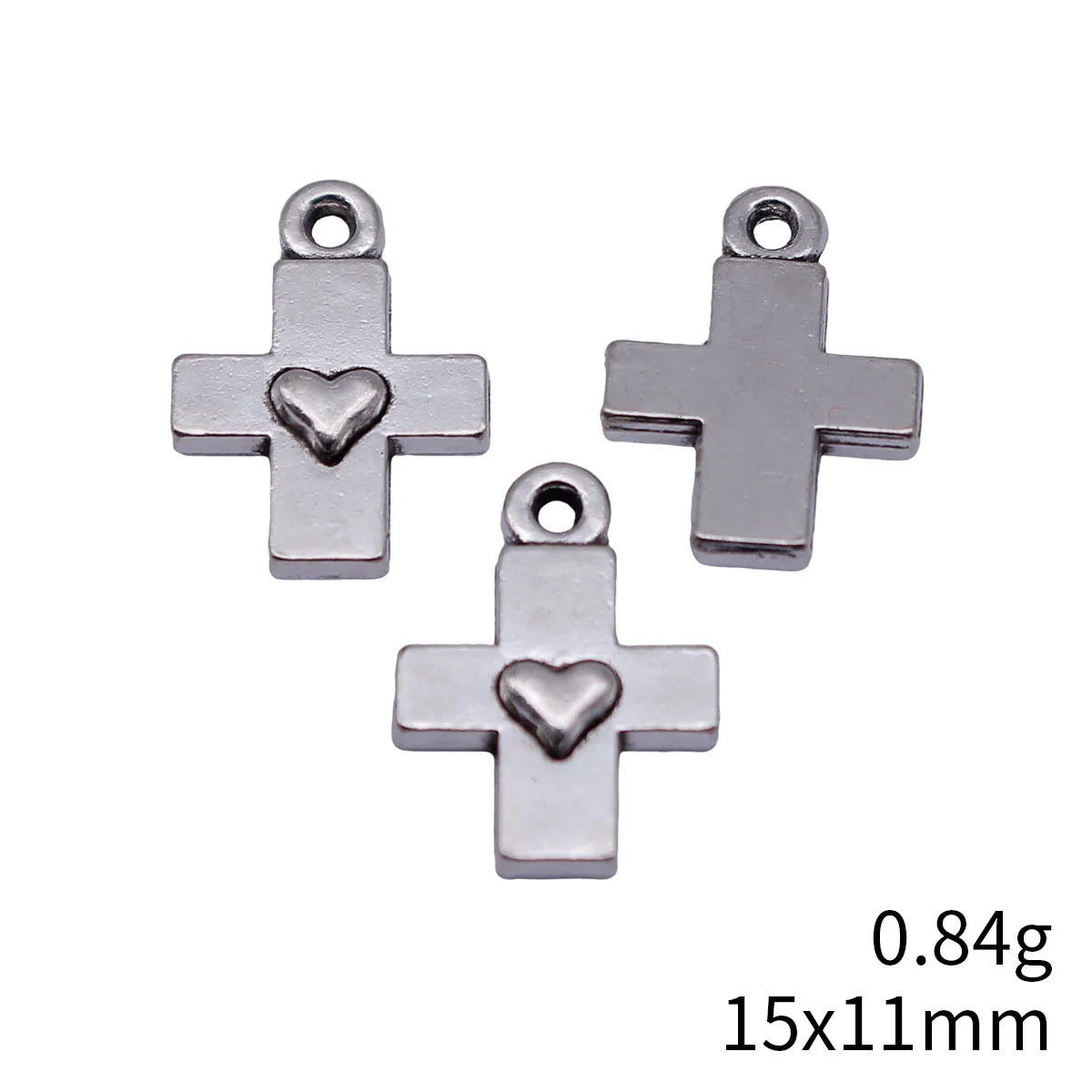 15x11mm 0.84g Antique Silver Zinc Alloy Heart Cross Charm Pendant for DIY Necklace Bracelet Jewelry