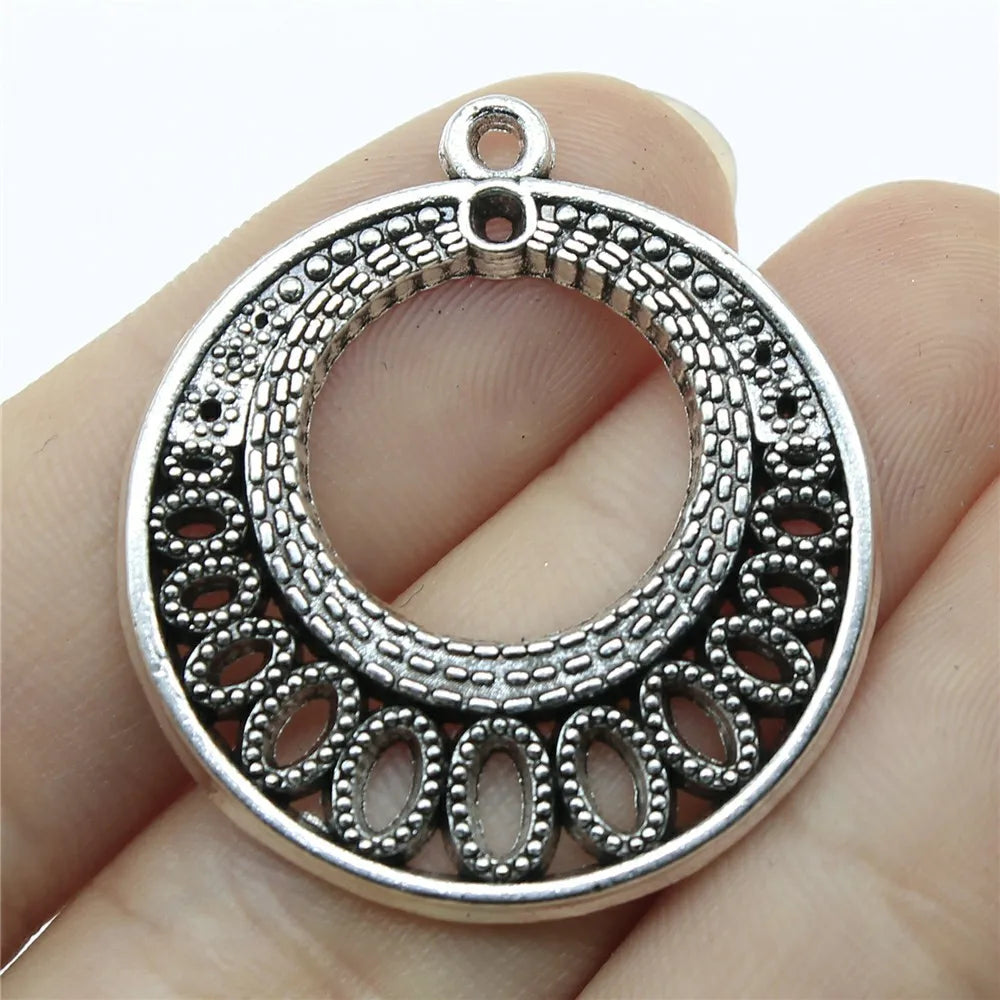 36x33mm 5.8g Multicolor Zinc Alloy Round Earring Charms for DIY Earrings Jewelry Making