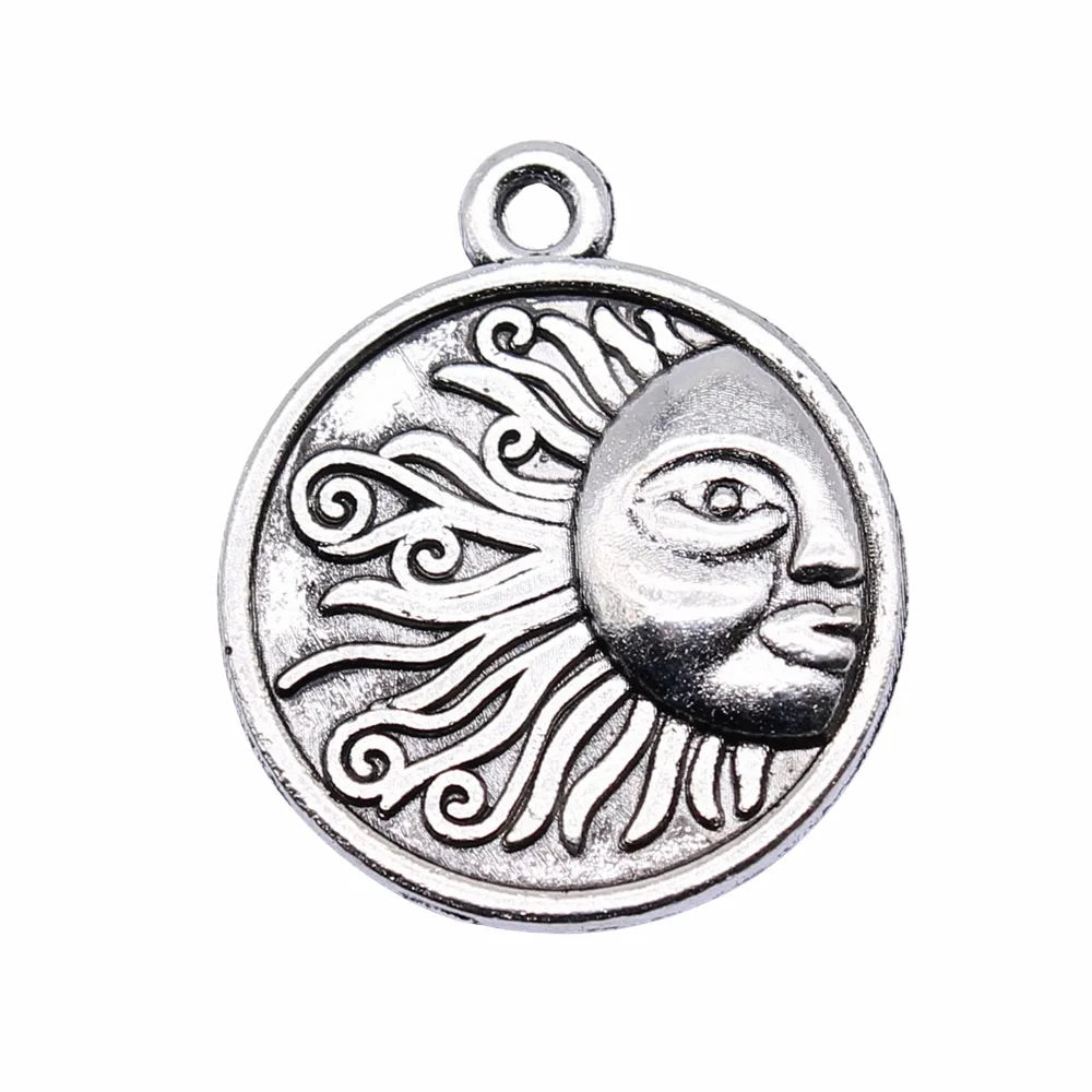 23x19mm 2.3g Antique Silver Zinc Alloy Sun Charm Pendant for Bracelet Necklace DIY Jewelry Making