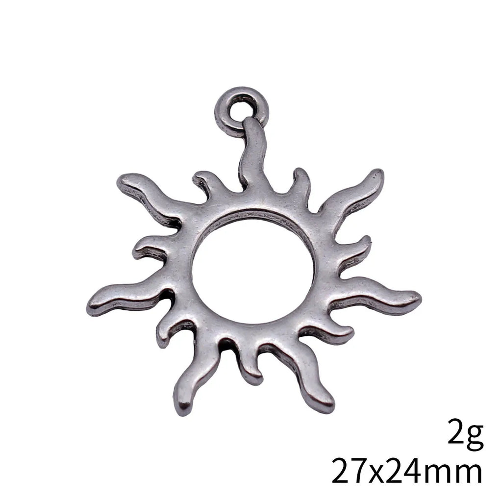 27x24mm 2g Antique Silver Zinc Alloy Sun Charm Pendant for DIY Bracelet Necklace Jewelry Making