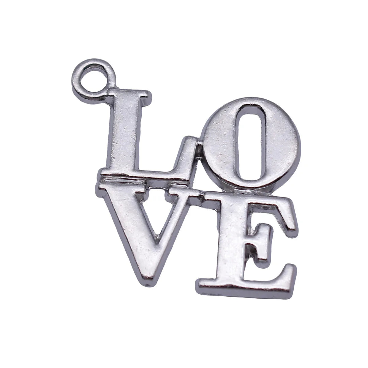 29x28mm 4.1g Silver Tone Zinc Alloy LOVE Letter Charm Pendant for DIY Necklace Bracelet Making