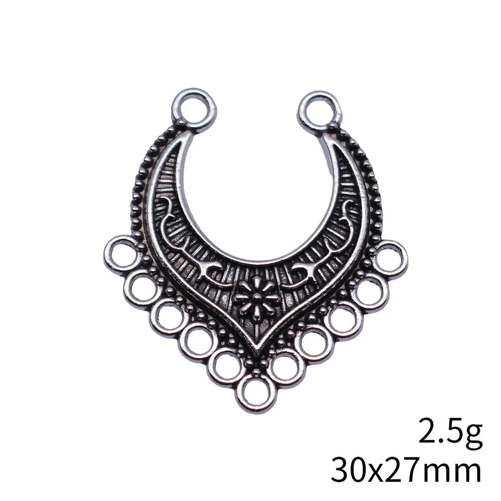 30x27mm 2.5g Multicolor Zinc Alloy Flower Crescent Moon Earring Connector Charm for DIY Earrings
