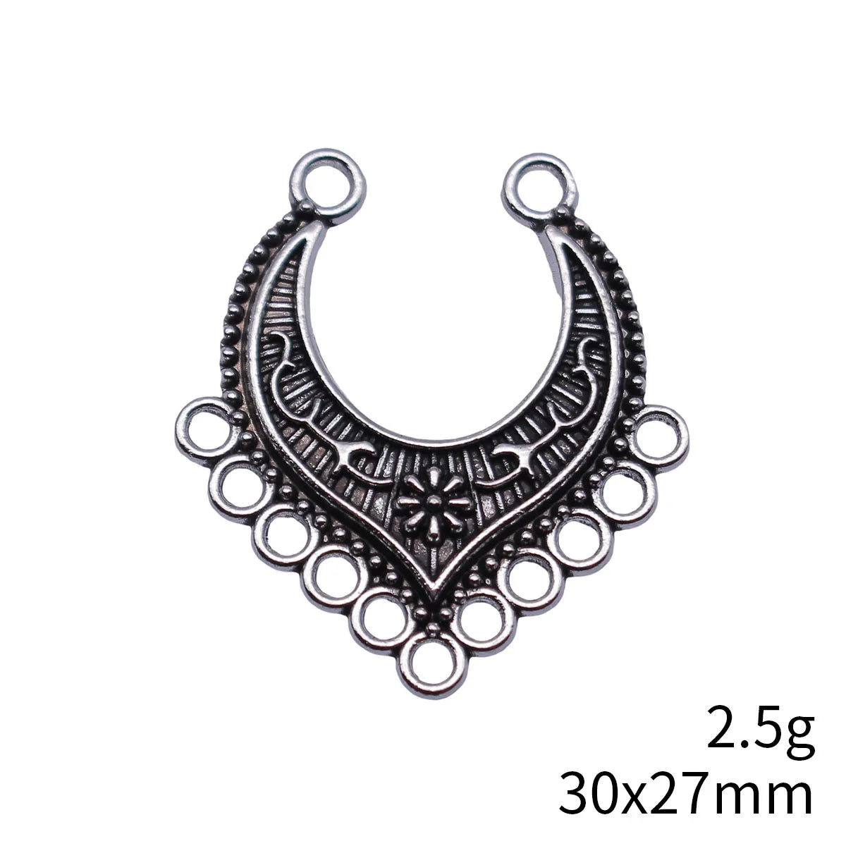 30x27mm 2.5g Multicolor Zinc Alloy Flower Crescent Moon Earring Connector Charm for DIY Earrings