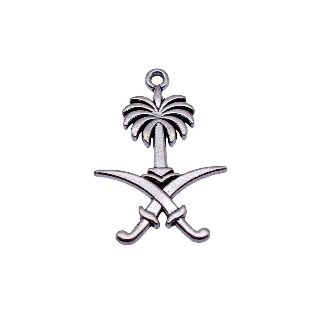 31x22mm 2.4g Antique Silver Zinc Alloy Saudi Arabia Emblem charm pendant for DIY jewelry making