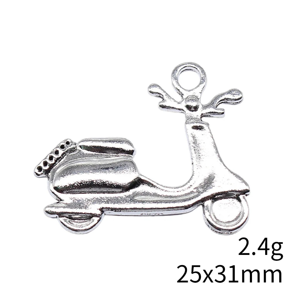25x31mm 2.4g Antique Silver Zinc Alloy Electric Scooter Charm Pendant for DIY Jewelry Making