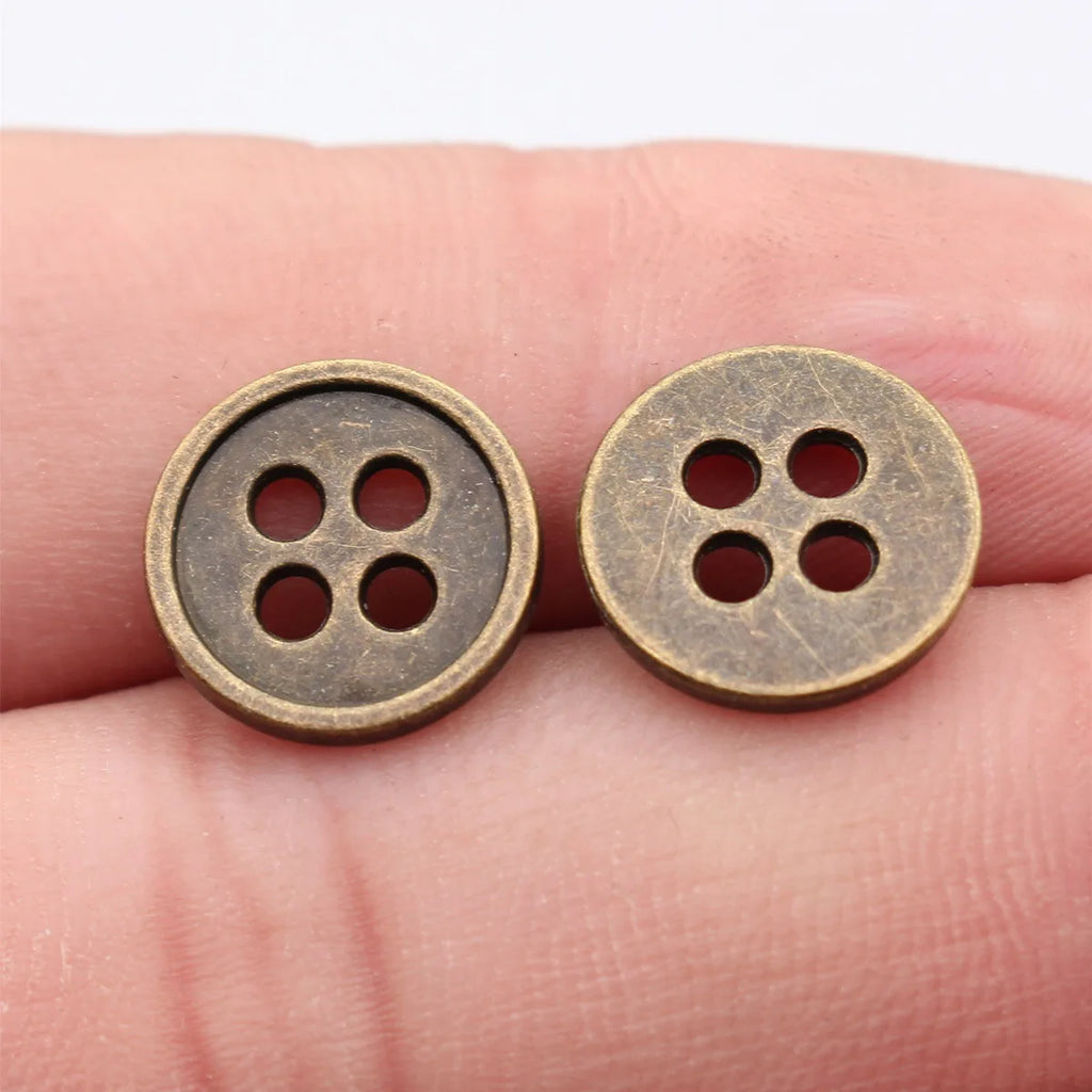 13x13mm 0.92g Antique Bronze Zinc Alloy Round Button Jewelry Findings for DIY Bracelet and Necklace Decor
