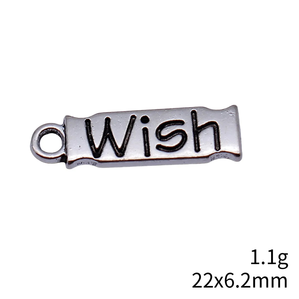 22x6.2mm 1.1g Antique Silver Zinc Alloy WISH Tag Charm Pendant for DIY Bracelet Necklace Making
