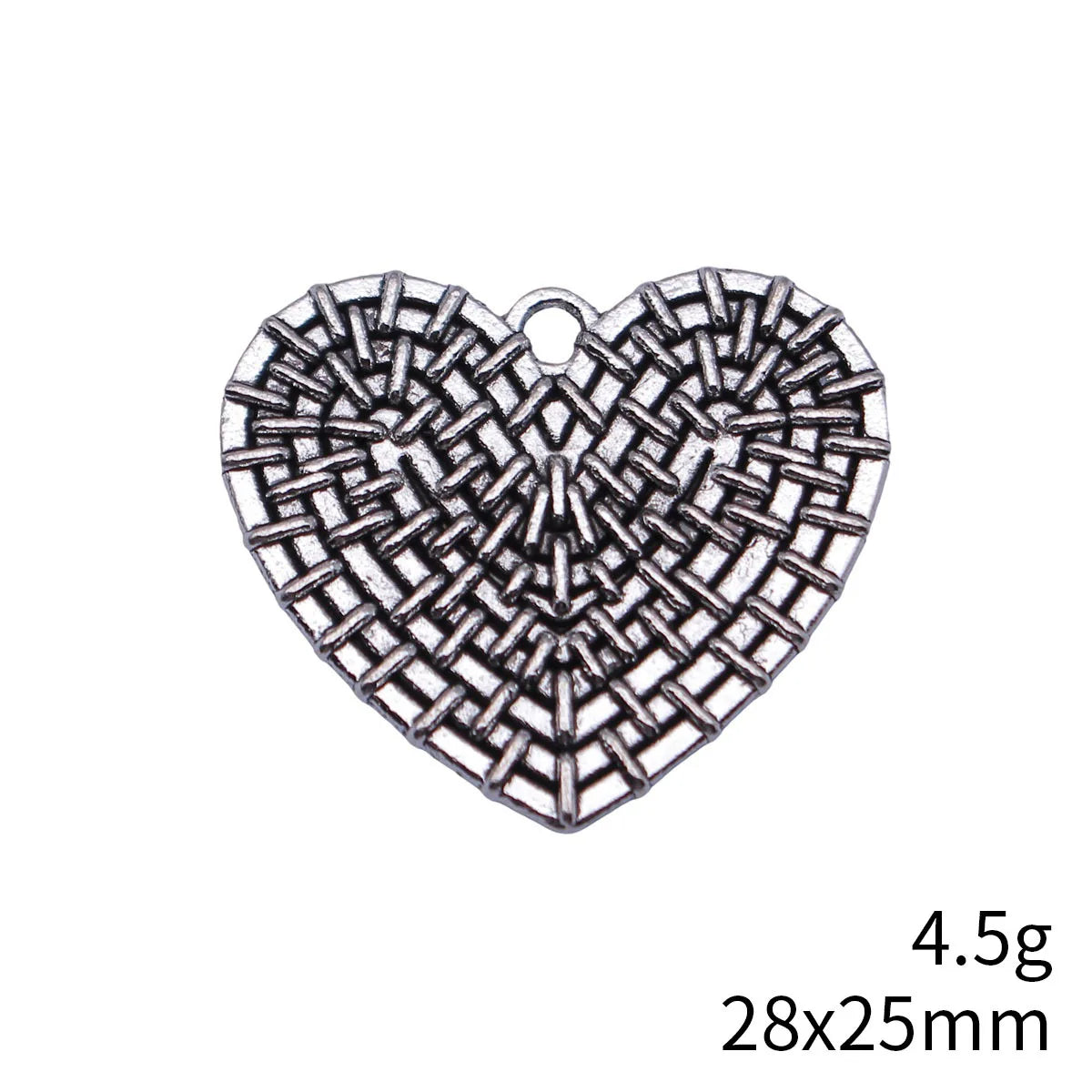 28x25mm 4.5g Multicolor Zinc Alloy Woven Texture Heart Charm Pendant for DIY Necklace Bracelet Making
