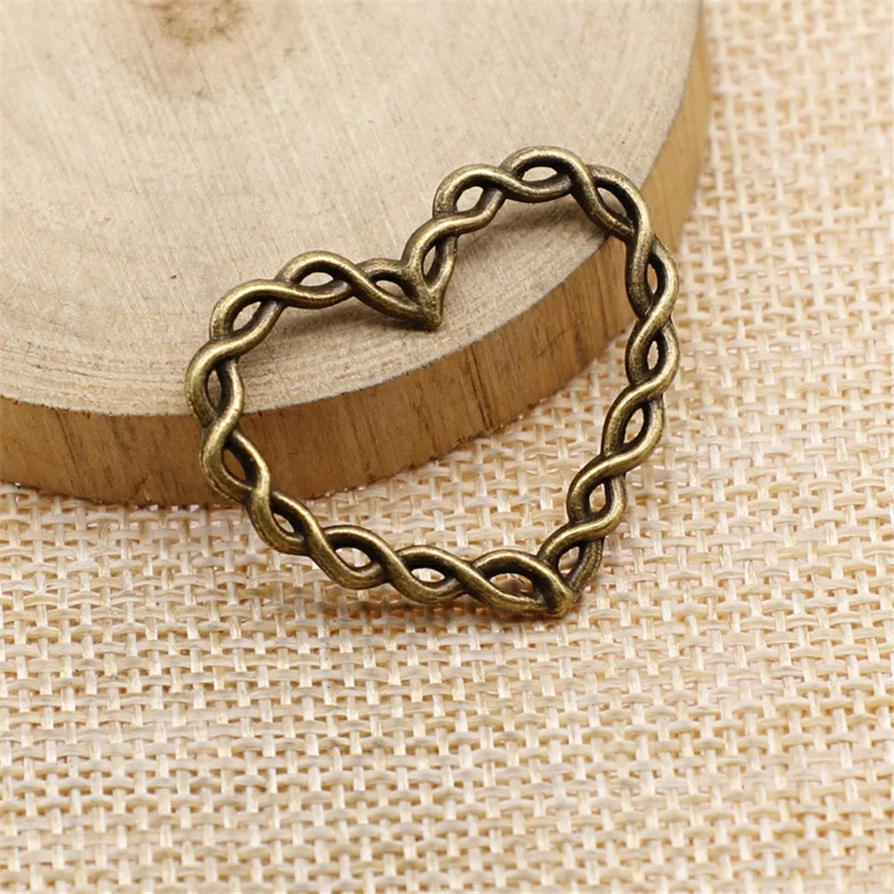 33x28mm 2.6g Multicolor Zinc Alloy Twisted Heart Connector Charm for DIY Bracelet Necklace Making