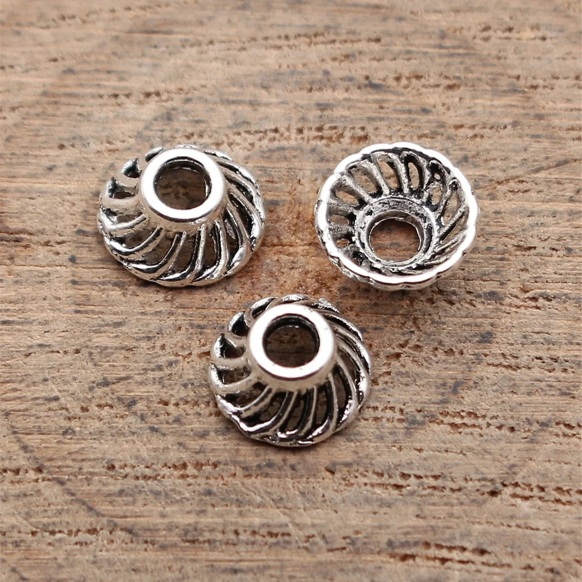 8x8x3.9mm 0.25g Antique Silver Zinc Alloy Spiral Bead Caps Flower Cones for DIY Bracelet Necklace Making
