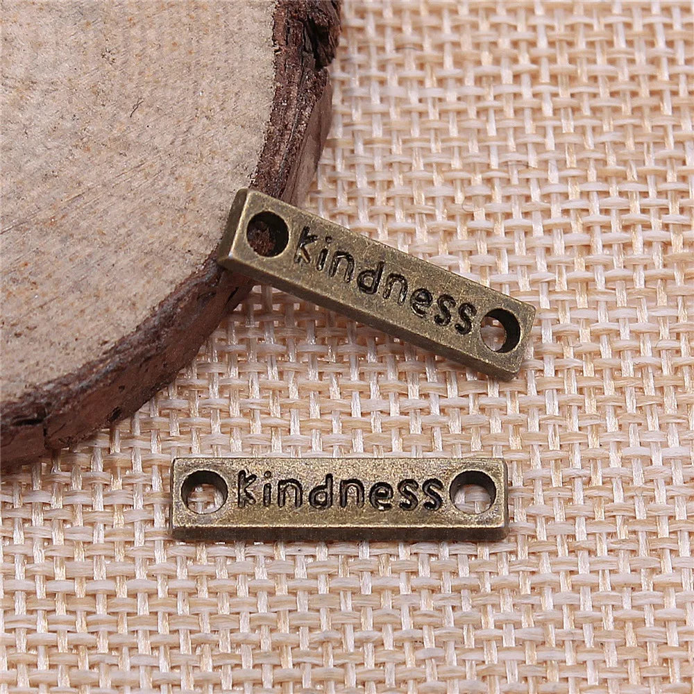 23x6mm 1.1g Multicolor Zinc Alloy Kindness Word Connector Charm for DIY Bracelet Jewelry Making