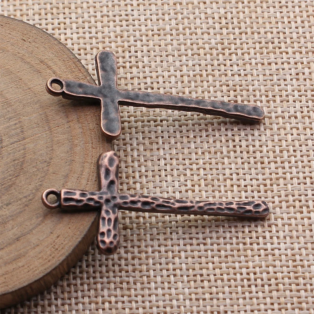 47x21mm 2.8g Multicolor Zinc Alloy Hammered Cross Charm Pendant for DIY Necklace Jewelry Making